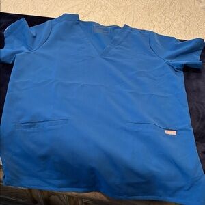 Royal Blue Figs V-Neck Scrub Top